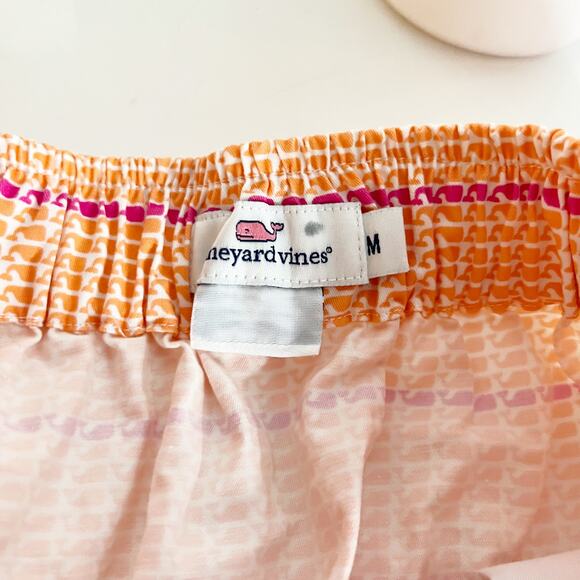 Vineyard Vines Whale Print Stripe Stretch A-Line Pull-On Mini Skirt Peach Medium - Picture 2 of 6